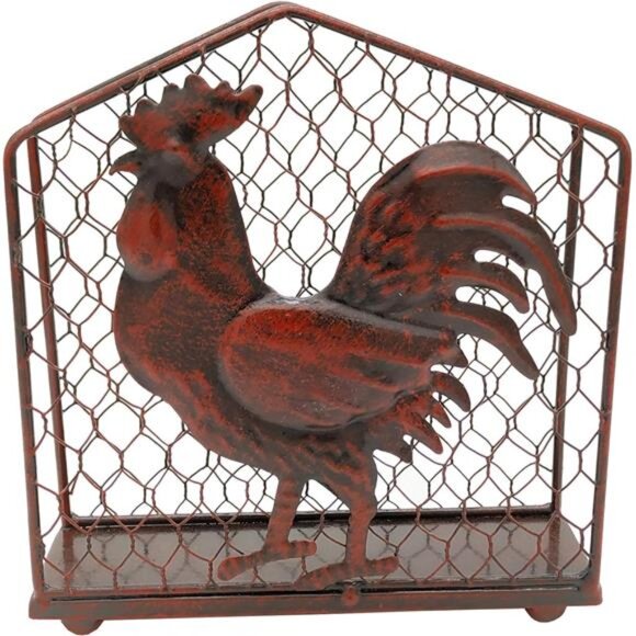 Metal Rooster Design Tabletop Napkin Holder/Freestanding Tissue - Picture 5 of 7